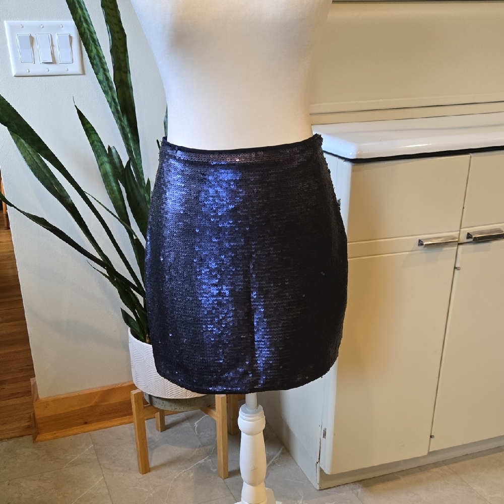 NWT Banana Republic Blue Sequin Mini Skirt Size 4
